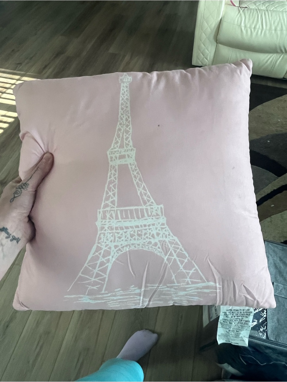 Pink Eiffel Tower Decorative Throw Pillow